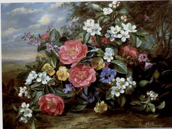 Floral, beautiful classical still life of flowers.080